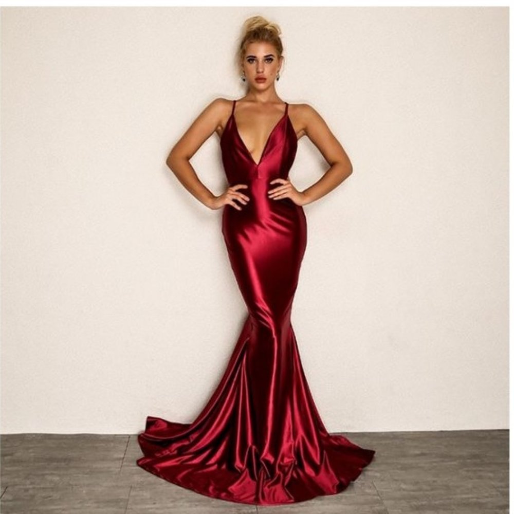 Wine Color Mermaid Dress with Tail Sz S